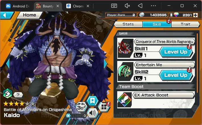 One Piece Bounty Rush Accounts Others GLOBAL|EX 2|PR 2|RD 2391|T5E St.Nusjuro, BOM Kaido,etc|Log Bandai|Check SS|OPBR201 4