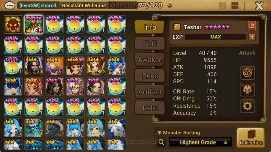 Summoners War: Sky Arena Accounts Starter GLOBAL | NB 5 TESHAR,Starter Gacha 115 12Y+160 11Y Scrool, 3 Legendary All 2
