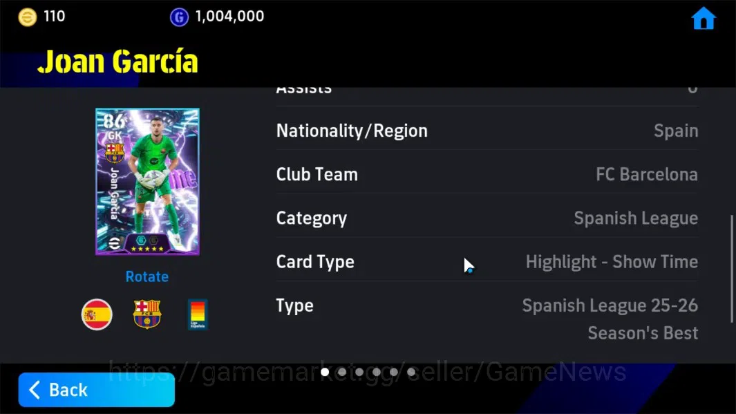 eFootball Accounts Android|Epic Shunsuke Nakamura,ShowTime Joan Garci image 11