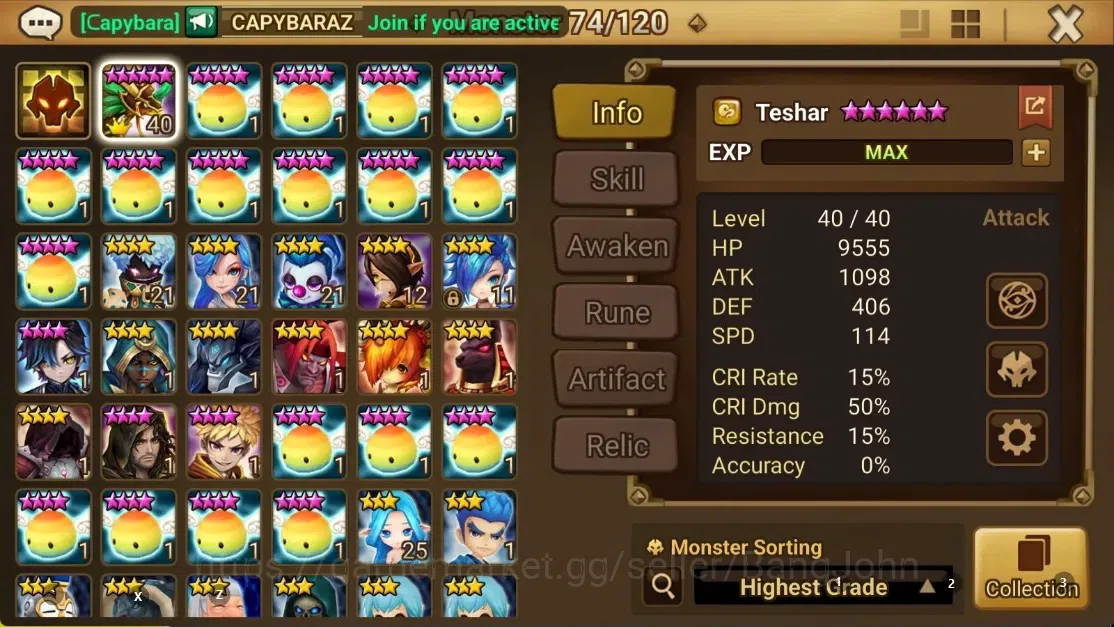 Summoners War: Sky Arena Accounts GLOBAL | NB 5 TESHAR,Starter Gacha 115 12Y+160 11Y image 2