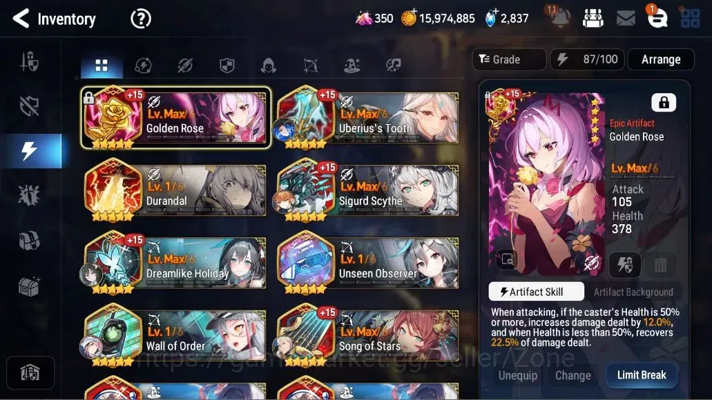 Epic Seven Accounts Limited Hero Global Unverif|11 ML(C Lilias,NMLuna,Solitaria,LC Bellona,LW Peira,Etc)|Bless ON|SS 11