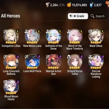 Epic Seven Accounts Limited Hero Global Unverif|11 ML(C Lilias,NMLuna,Solitaria,LC Bellona,LW Peira,Etc)|Bless ON|SS