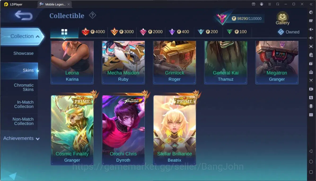 Mobile Legends: Bang Bang Accounts Global|Hero 132|Skin 308|Exalted|Prime Granger,Bea image 12