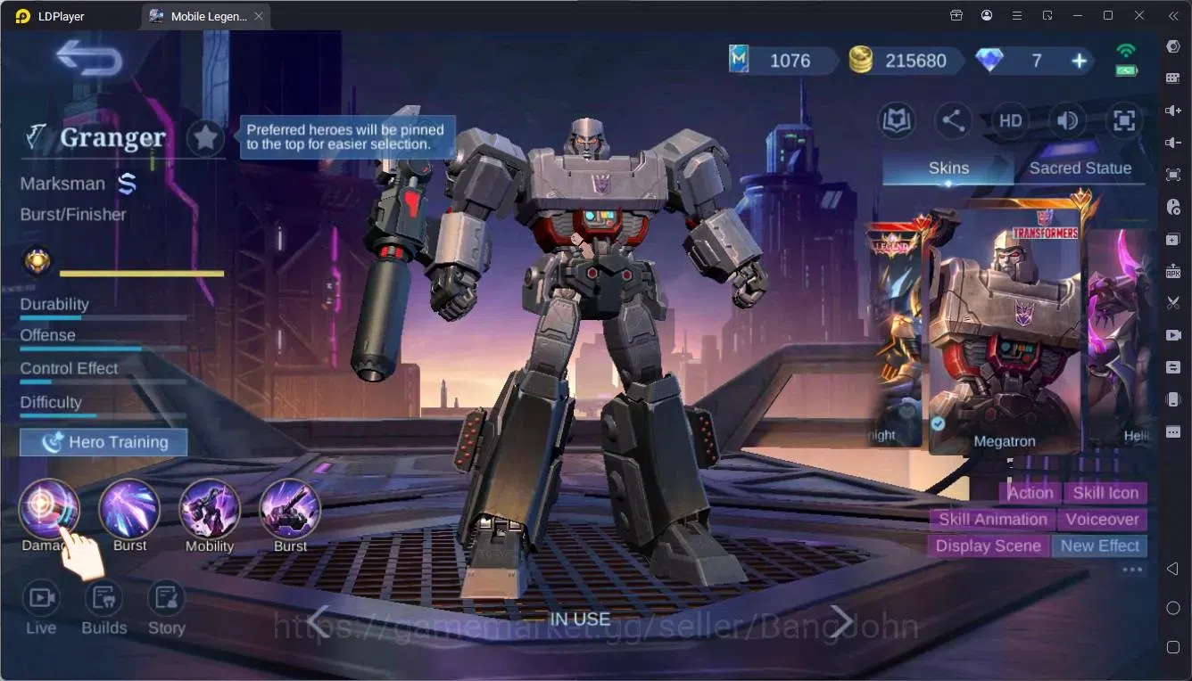 Mobile Legends: Bang Bang Accounts Global|Hero 132|Skin 308|Exalted|Prime Granger,Bea image 5