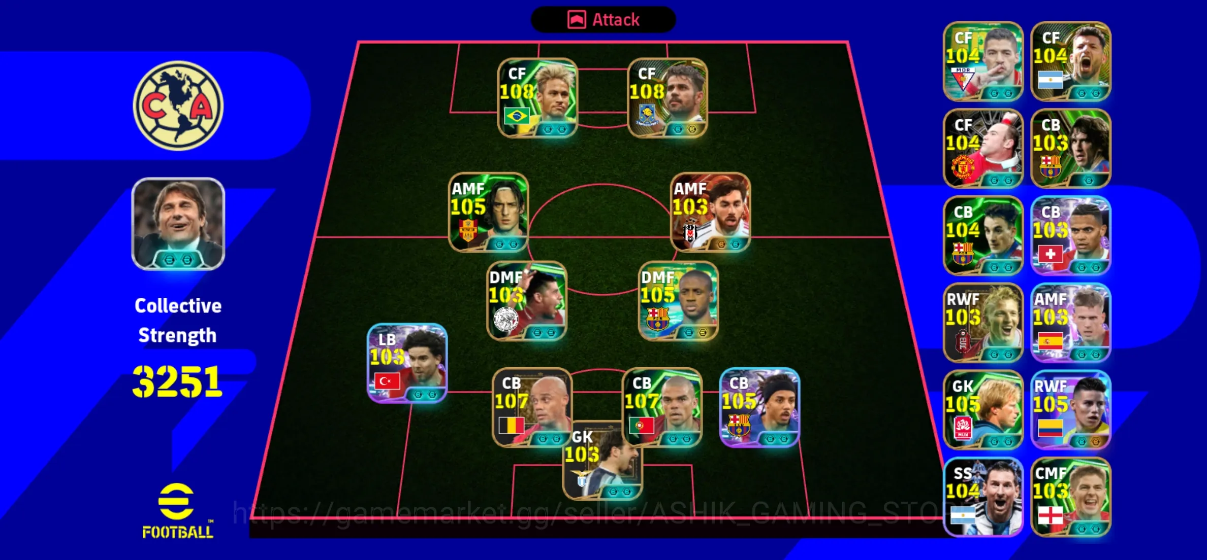 eFootball Accounts Legends & Iconic Players eFootball Mobile Account for Sale | 3251 Collective Strength | Neymar 108 1
