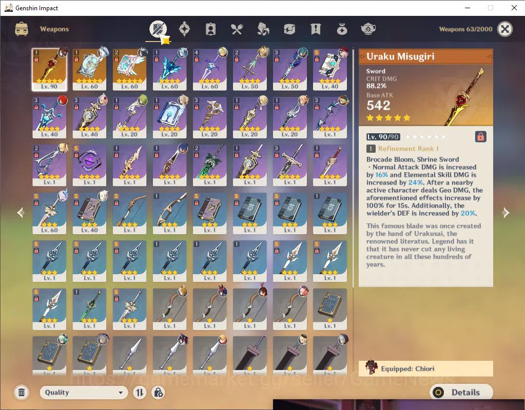 Genshin Impact Accounts ASIA|AR 53|4 Limited +3(*5Weapon)|(Chiori+Sign)Ski image 4