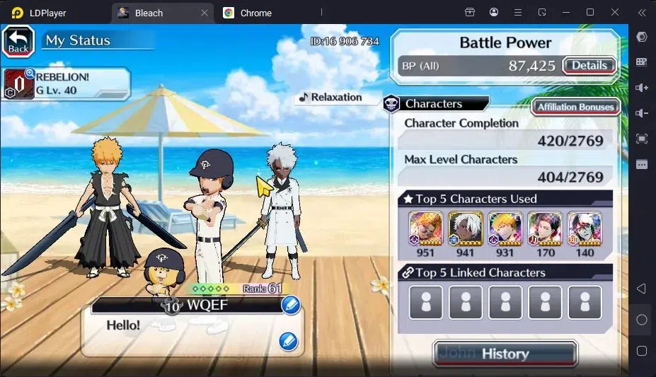 Bleach: Brave Souls Accounts Starter GLOBAL |20K ORB+freshStory|Ichigo DreamTeam,ToshiroTYBW25,Rangiku 3