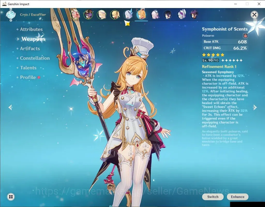 Genshin Impact Accounts End Game Asia|AR 57|Skirk PremTeam|6 Limited+7(*5WEP)|[Skirk,Escoffier]+Sign,Nicole,Varesa|Mc 5