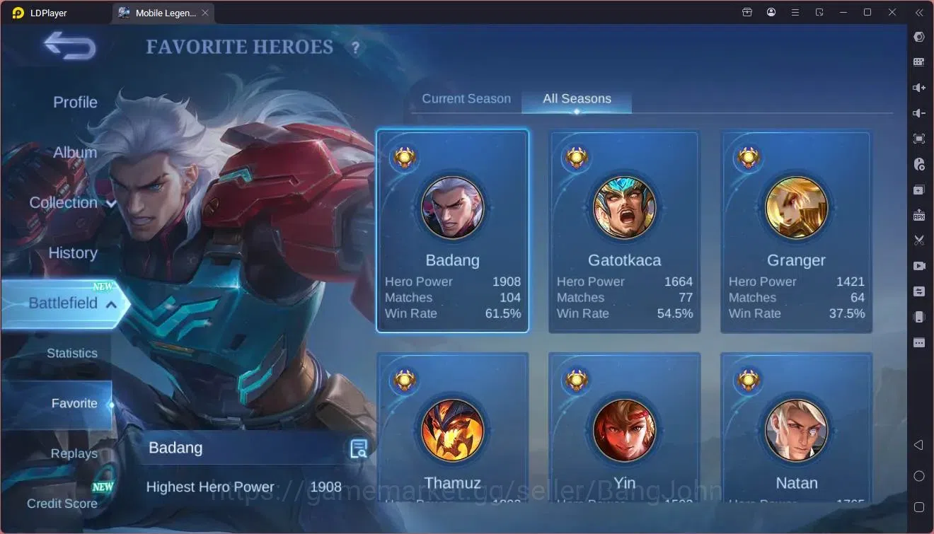 Mobile Legends: Bang Bang Accounts GlobalHero 56|Skin 61|Seasoned|Prime Granger|KOF K image 17
