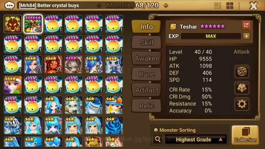 Summoners War: Sky Arena Accounts Starter GLOBAL | NB 5 TESHAR,Starter Gacha 115 12Y+160 11Y Scrool, 3 Legendary All 2