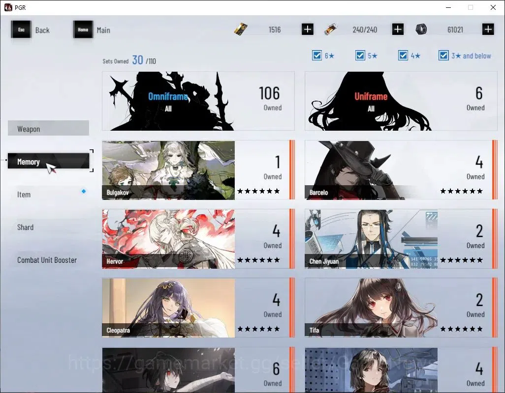 Punishing: Gray Raven Accounts Asia|LV 84|1,5K BC|[S Dirge,SS Pyroath,S lucia CW, image 9