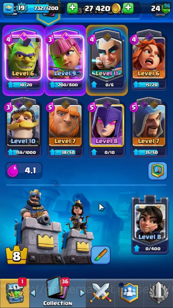 Clash Royale Accounts Lv 19|Trophy 3186|KTL 8|Limited Skin|Card 55| 2 EV image 3