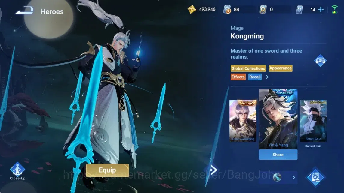 Honor of Kings Accounts Rare Skin Global|113H 228S|AOT Jing[Mikasa]|JJK Kongming[GojoSatoru]|Seiya Dharma|LNY2024 Sun 12