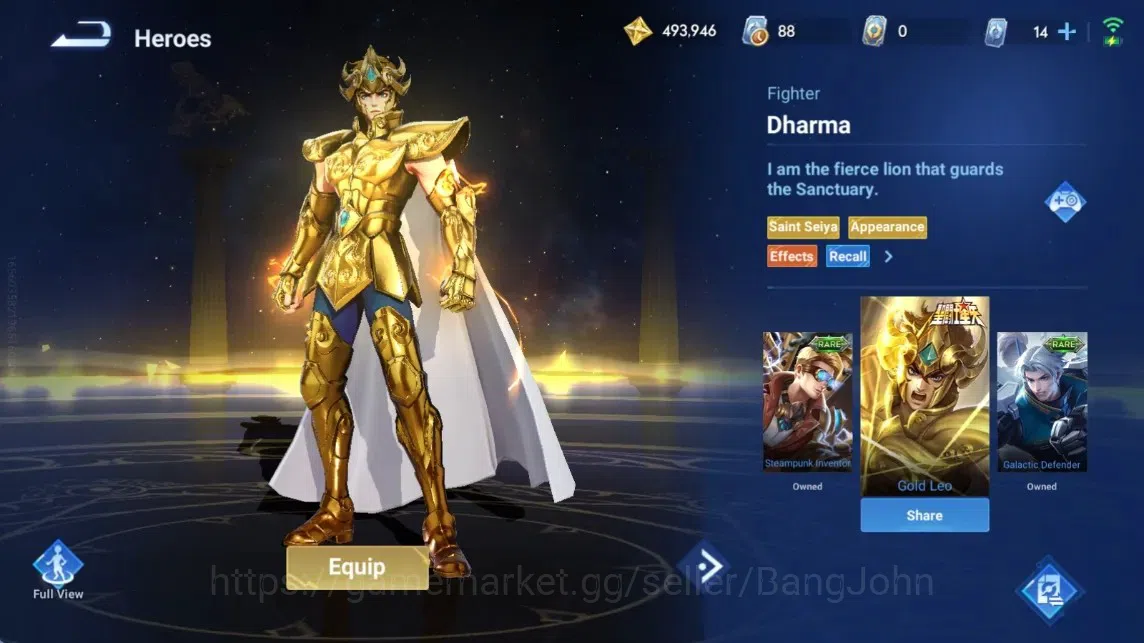 Honor of Kings Accounts Rare Skin Global|113H 228S|AOT Jing[Mikasa]|JJK Kongming[GojoSatoru]|Seiya Dharma|LNY2024 Sun 9