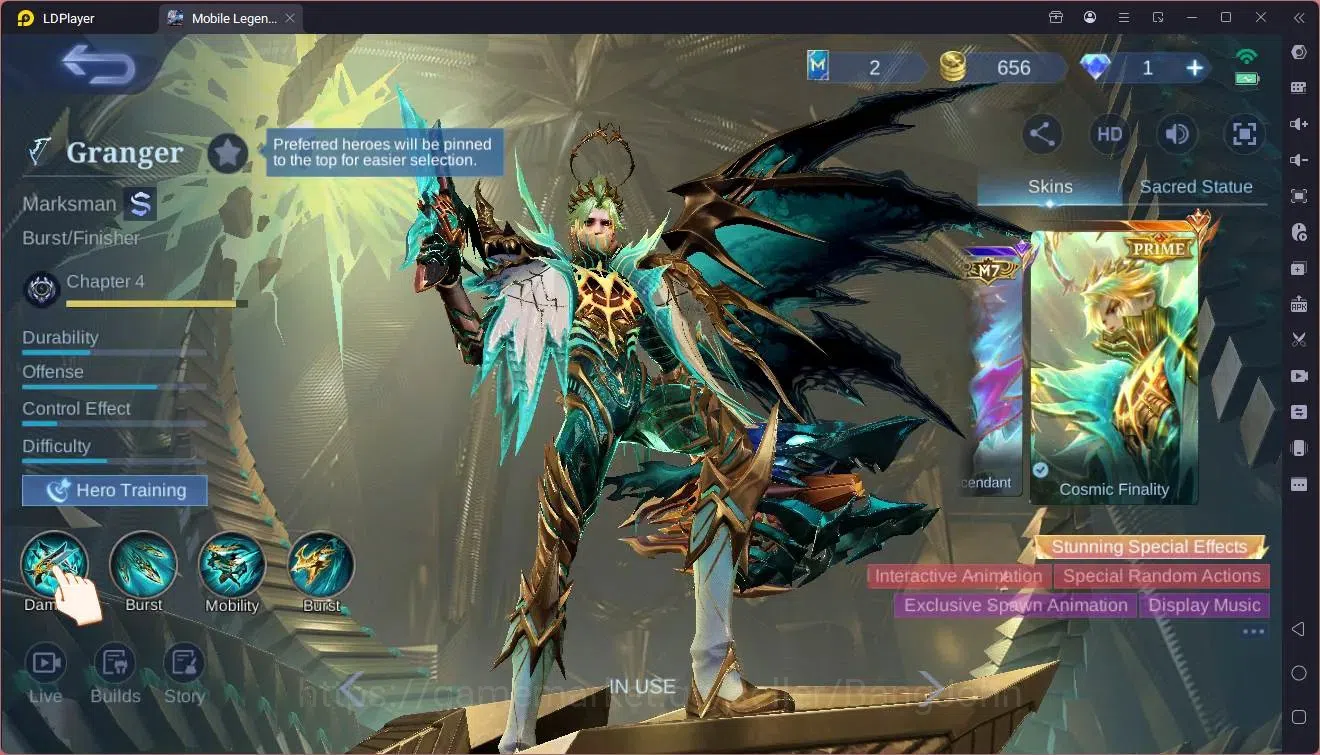 Mobile Legends: Bang Bang Accounts Global|Hero 110|Skin 208|Renowned|Prime Granger|AS image 7