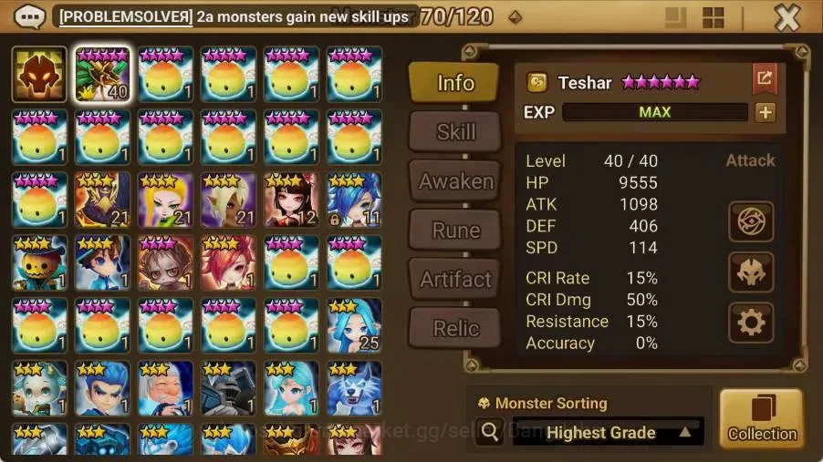 Summoners War: Sky Arena Accounts Starter GLOBAL | NB 5 TESHAR,Starter Gacha 115 12Y+160 11Y Scrool, 3 Legendary All 2