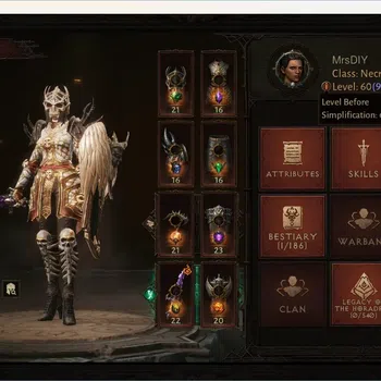 Diablo Immortal Accounts Others SEA - Verathiel|60 (964) Necromancer-Vanquisher|CR 45892|Reso 330|Inferno V|8x R30 Legendary
