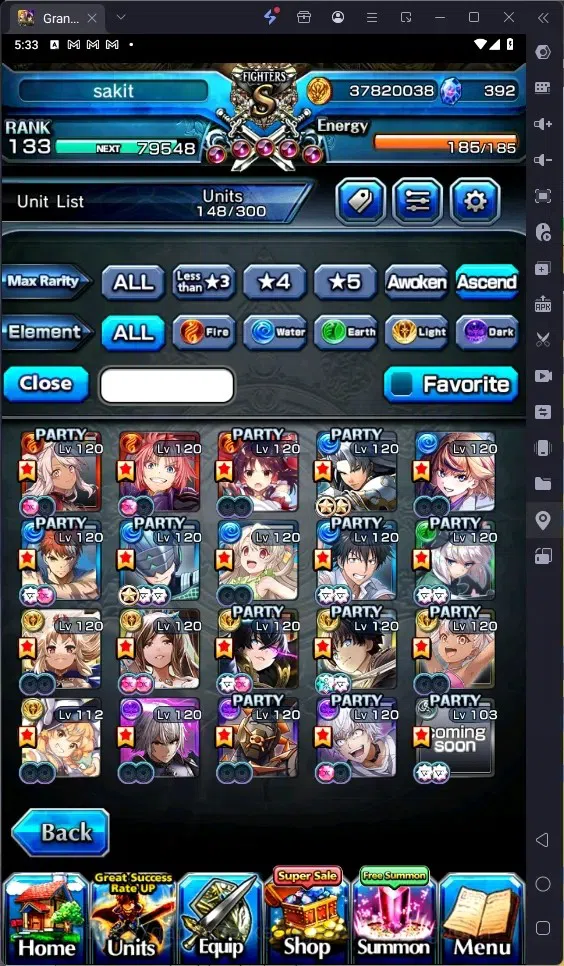 Grand Summoners Accounts Global | Rank 133 |392 Crystal|20 Ascend|Houka Inu image 17