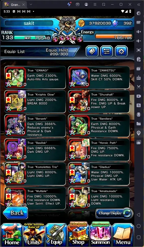 Grand Summoners Accounts Global | Rank 133 |392 Crystal|20 Ascend|Houka Inu image 18