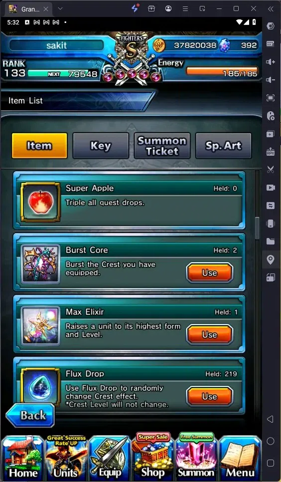 Grand Summoners Accounts Global | Rank 133 |392 Crystal|20 Ascend|Houka Inu image 6