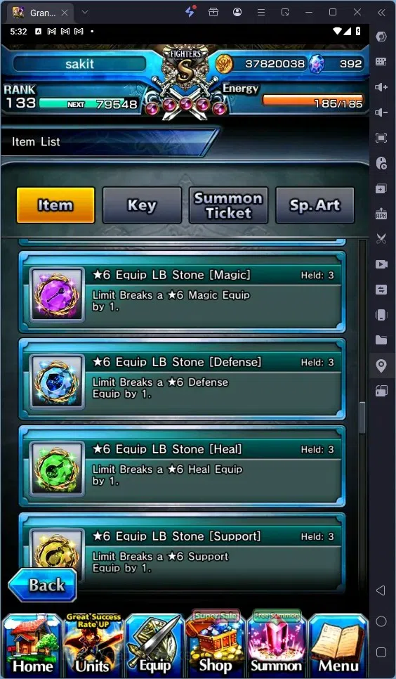Grand Summoners Accounts Global | Rank 133 |392 Crystal|20 Ascend|Houka Inu image 9