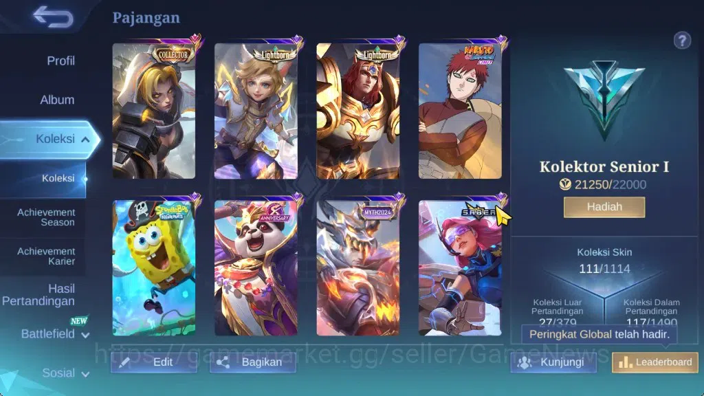 Mobile Legends: Bang Bang Accounts Hero 86|Skin 111|High Glory 69|CC Natalia,LightBor image 3