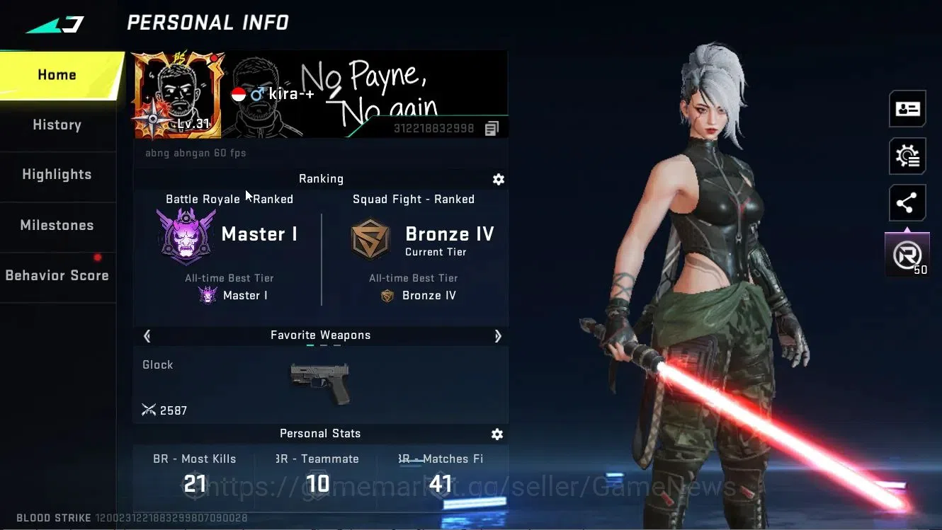 Blood Strike Accounts Collab Skin ASIA|ETERNAL DEagle|Collab 2