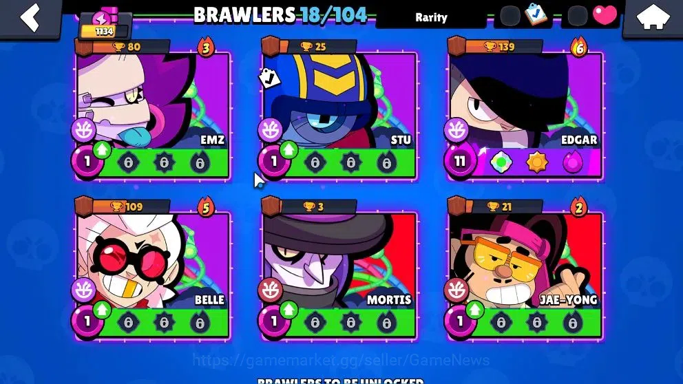 Brawl Stars Accounts 1134 Trophy|18 Brawler 2 Max (Tick,Edgar)|13k Bling |2 Mythic [Gridiron Otis,Tickoyaki] 4 Epic Skins|CN 10