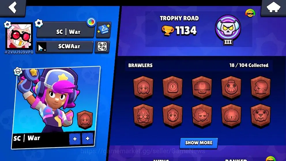 Brawl Stars Accounts 1134 Trophy|18 Brawler 2 Max (Tick,Edgar)|13k Bling |2 Mythic [Gridiron Otis,Tickoyaki] 4 Epic Skins|CN 2