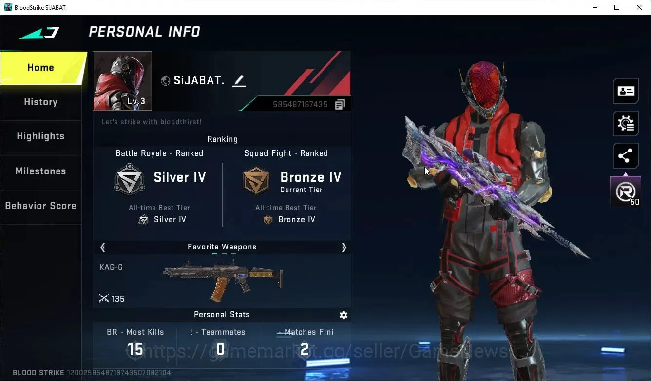 Blood Strike Accounts Others ASIA|ETERNAL Kala-Whisper | 3 Legendary SVD,KALA,M4A1 |NetEase|Check SS(BLS5394) 2