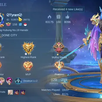Mobile Legends: Bang Bang Accounts Collector Hero 129|Skin 219|Ex Glory 77|Roger TFormer,Hayabusa Annual,Lancelot
