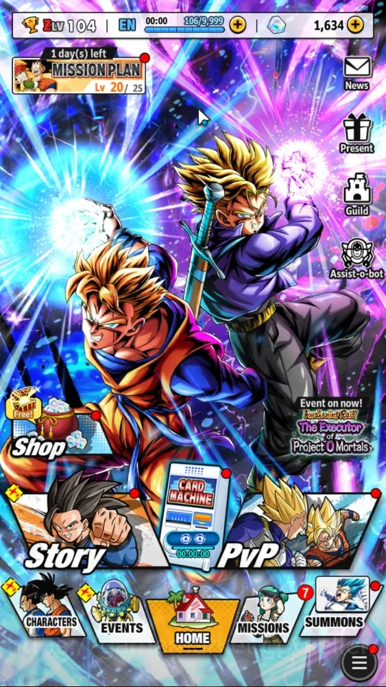 Dragon Ball Legends Accounts Mid-Tier 755M TP|Lv 104|1,6K Crystal|5UL+3LR+60LL|Omega Shenron,Vegeta,SS Goku,SS Goku 1