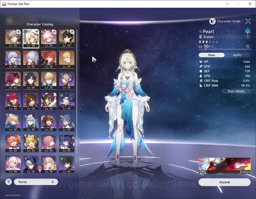 Honkai Star Rail Accounts Others Asia|TL 36|8 Limited| Pearl,Evanescia,DHPT,Robin,Topaz,Kafka,Blade,Gilgamesh +2 STD Char 1
