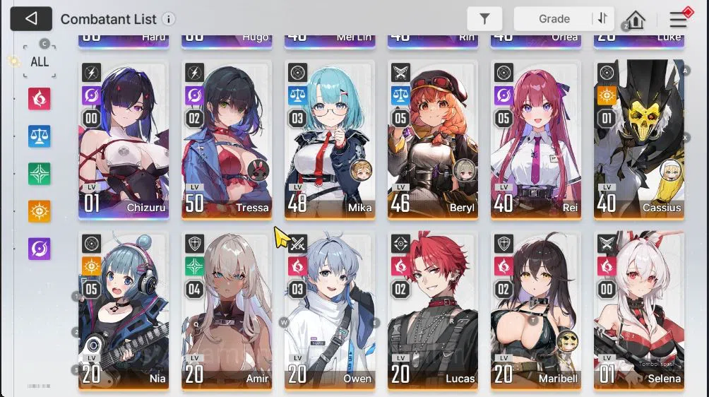 Chaos Zero Nightmare Accounts ASIA Lv43|7 SSR(HaruM3,MeiLinM1,LukeM1,Chizuru,Rin,Hugo,Orlea 4