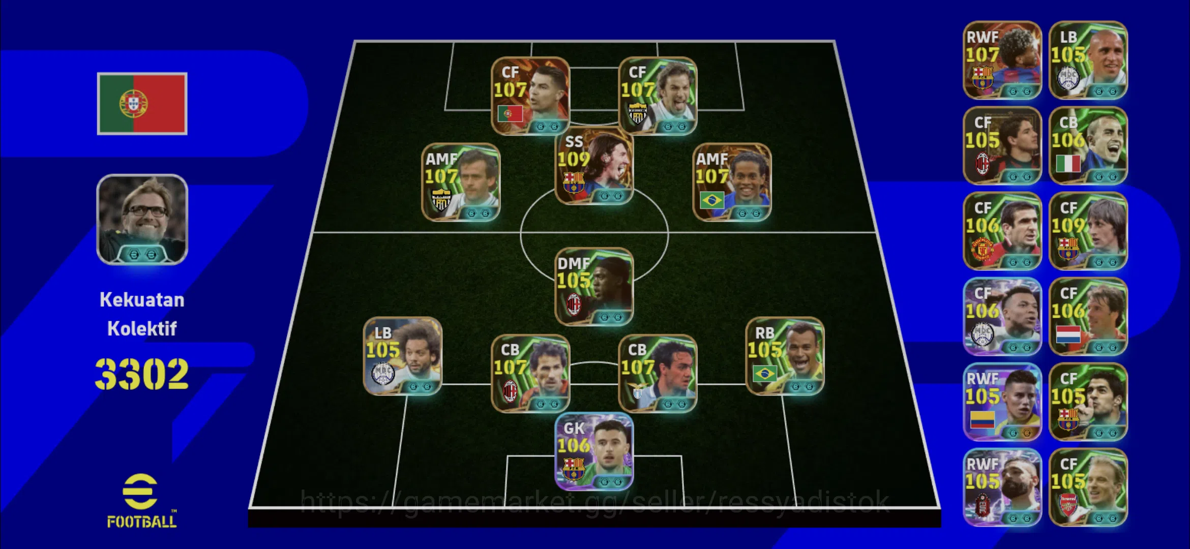 eFootball Accounts Legends & Iconic Players EFOOTBALL COLLECTIVE 3302+ | 11 MANAGER BOOSTER,STARTER READY TO PLAY,GG 1