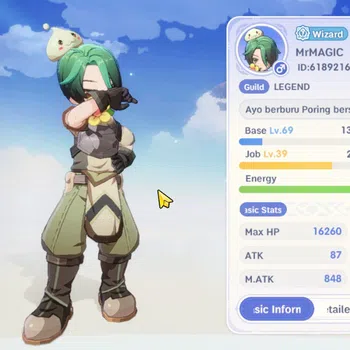 Ragnarok: The New World Accounts Sv Eddga |Unverif|Lvl 69 Wizard|M ATK 848,Max SP 2791|2 SSR Pet (Dusk,Skoll)|Wp +9,Armor