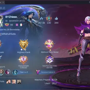 Mobile Legends: Bang Bang Accounts Collector Global |Hero 133|Skin 251|Renowned|KOF Karina|CC Benedetta,Natalia|M7