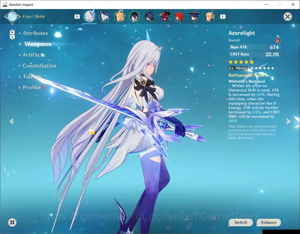 Genshin Impact Accounts ASIA|AR 57|PremTeam Skirk|15 Limit+9(*5Weap)|[Skir image 3