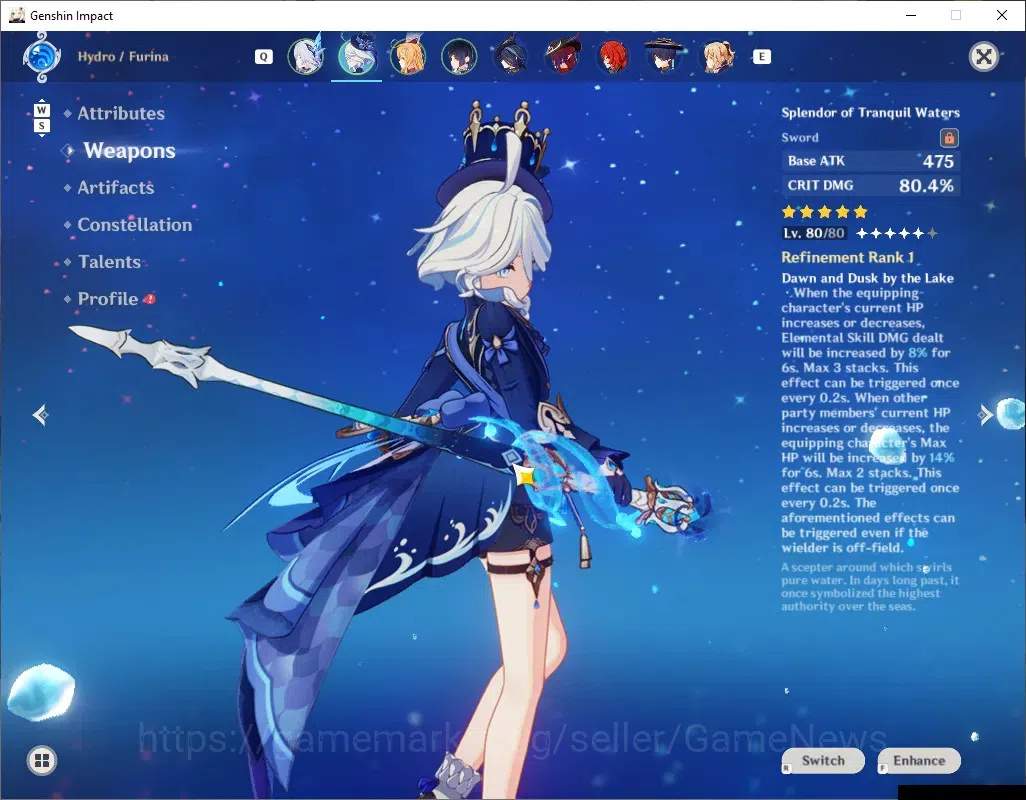 Genshin Impact Accounts ASIA|AR 57|PremTeam Skirk|15 Limit+9(*5Weap)|[Skir image 4