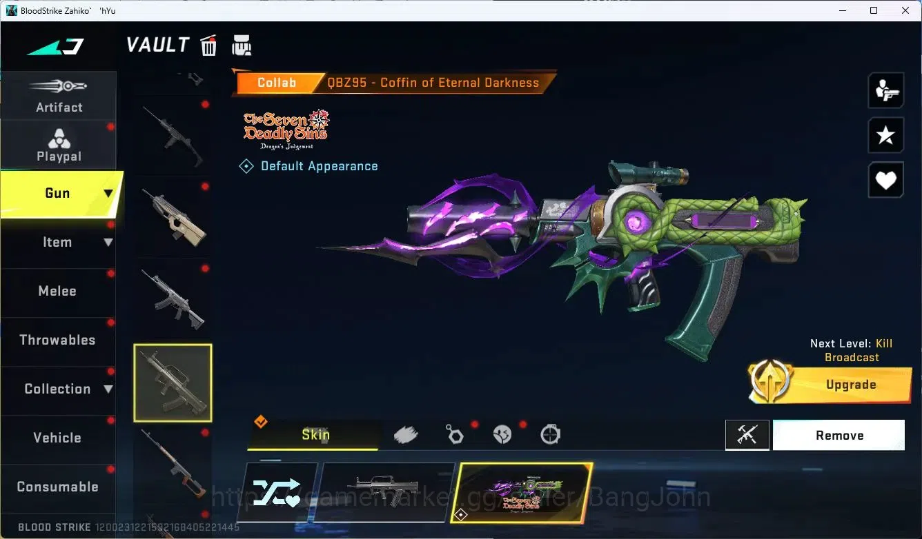Blood Strike Accounts Collab Skin ASIA | 1 ETERNAL: Desert Eagle |3 Collab (7DS) | 1 TR | 1 ULTRA Gun | 1 Ultra  | 5 11