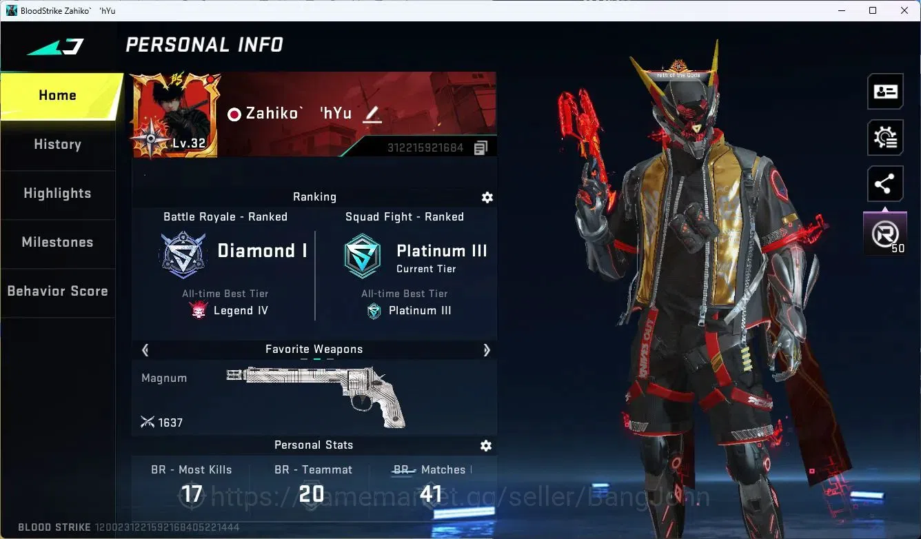Blood Strike Accounts Collab Skin ASIA | 1 ETERNAL: Desert Eagle |3 Collab (7DS) | 1 TR | 1 ULTRA Gun | 1 Ultra  | 5 2