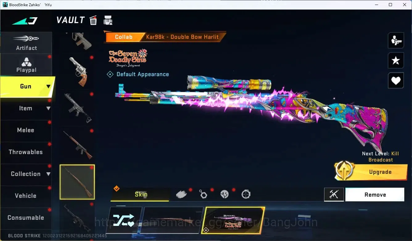 Blood Strike Accounts Collab Skin ASIA | 1 ETERNAL: Desert Eagle |3 Collab (7DS) | 1 TR | 1 ULTRA Gun | 1 Ultra  | 5 9