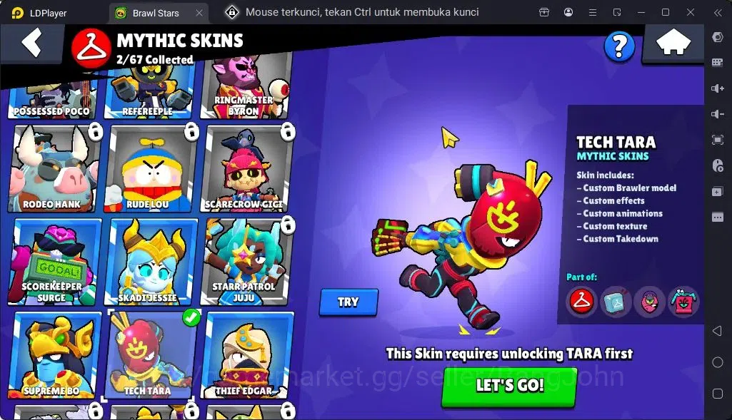 Brawl Stars Accounts Global |Trophy 2644 | Brawler 31, 2 Max 2Max with Supercharge | Skins 2 Mythic,5 Epic|Bling 12