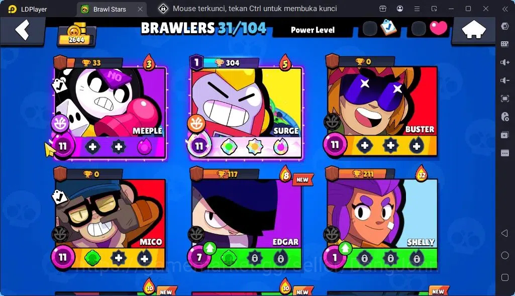 Brawl Stars Accounts Global |Trophy 2644 | Brawler 31, 2 Max 2Max with Supercharge | Skins 2 Mythic,5 Epic|Bling 16
