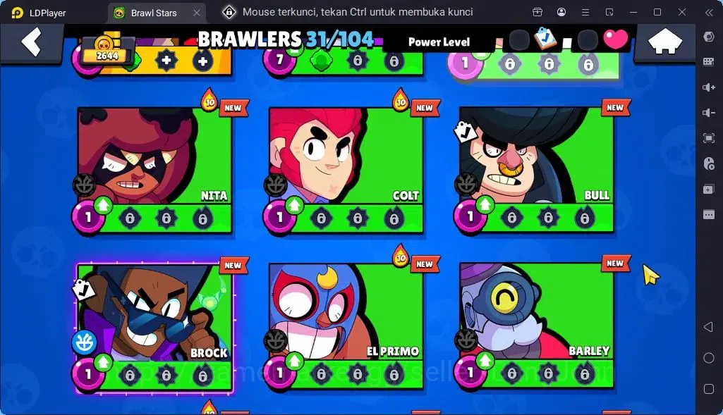 Brawl Stars Accounts Global |Trophy 2644 | Brawler 31, 2 Max 2Max with Supercharge | Skins 2 Mythic,5 Epic|Bling 17