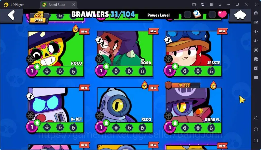 Brawl Stars Accounts Global |Trophy 2644 | Brawler 31, 2 Max 2Max with Supercharge | Skins 2 Mythic,5 Epic|Bling 18
