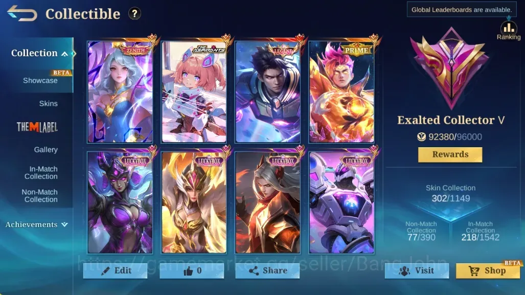 Mobile Legends: Bang Bang Accounts Others Global|Hero 112|Skin 302|Exalted|Legend Alu|Zenith Vexana|Asp Angela|Prime 1