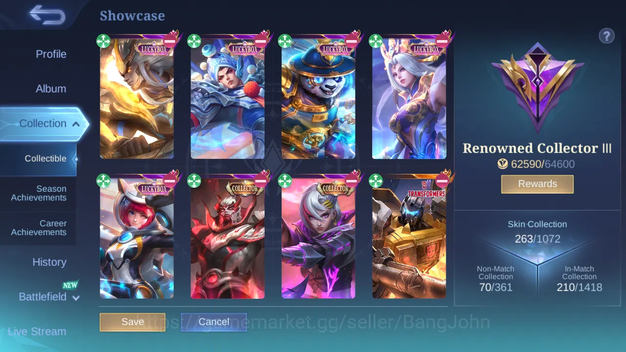 Mobile Legends: Bang Bang Accounts Hero 127 | skin 263 | emblem all max  cc benedetta image 2