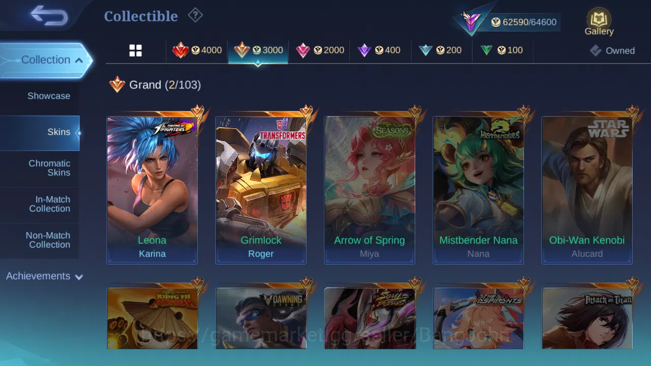 Mobile Legends: Bang Bang Accounts Hero 127 | skin 263 | emblem all max  cc benedetta image 3