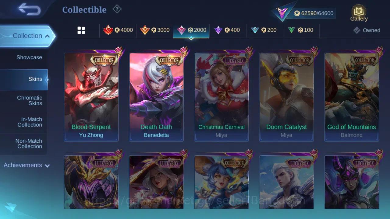 Mobile Legends: Bang Bang Accounts Hero 127 | skin 263 | emblem all max  cc benedetta image 5